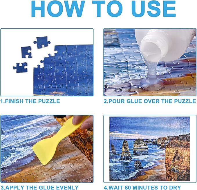 YAKAMOZ Clear Jigsaw Puzzle Glue with Precision Applicator – Non-Toxic, Quick Dry & Water-Soluble for Puzzles up to 10000 Pieces (400ML)