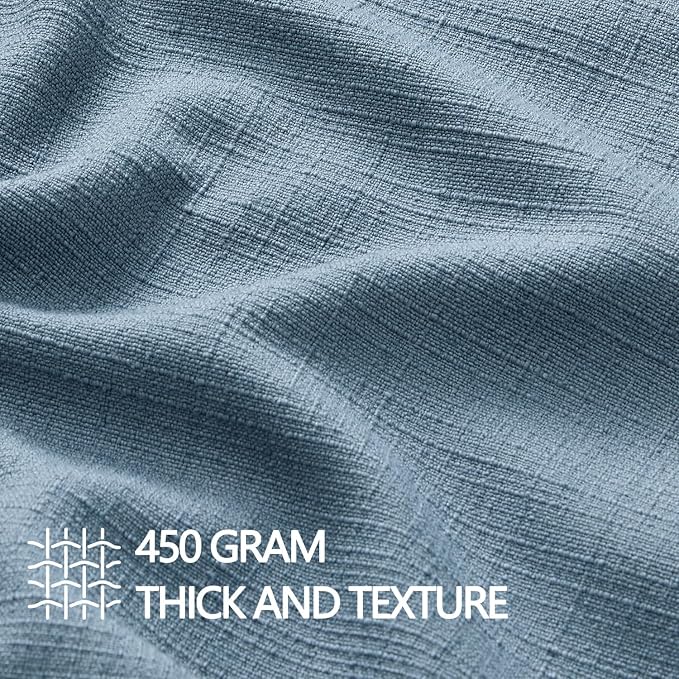 MIULEE Thick Textured Euro Sham Throw Pillow Covers 24x24 Inch Blue | Set of 2, Decorative Linen Blend Pillow Cover, Flange Edge Design, Farmhouse Modern Boho Style, Bed Couch Living Room Decor