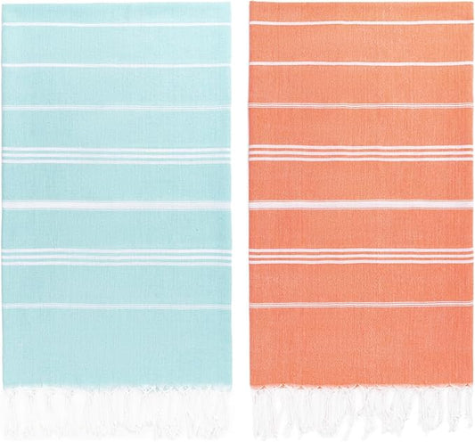 Aegero 2 Packs Turkish Beach Towel, 36"x71" Quick Dry Sand Free Oversized Bath Pool Swim Towel, Lightweight Travel Turkish Towels Vacation Essentials