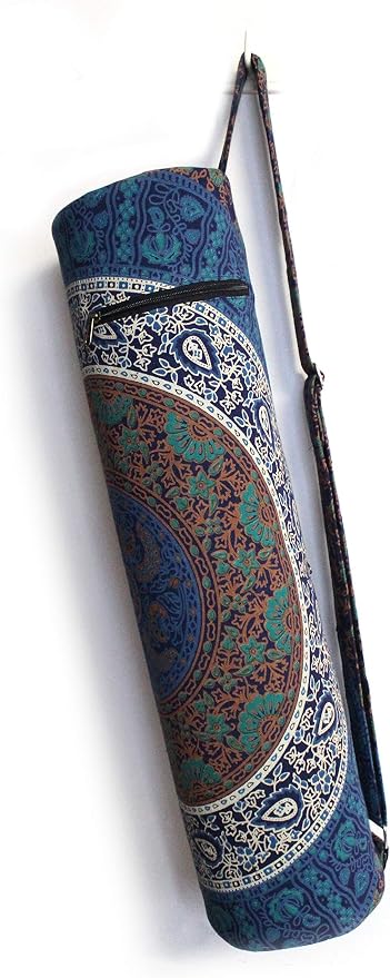INDIAN CRAFT CASTLE ICC Yoga Mat Bag Carrier Full-Zip Exercise Yoga Mat Carry Bag for Women Men with Multi-Functional Storage Pockets and Adjustable Shoulder Strap 26X6 Inches