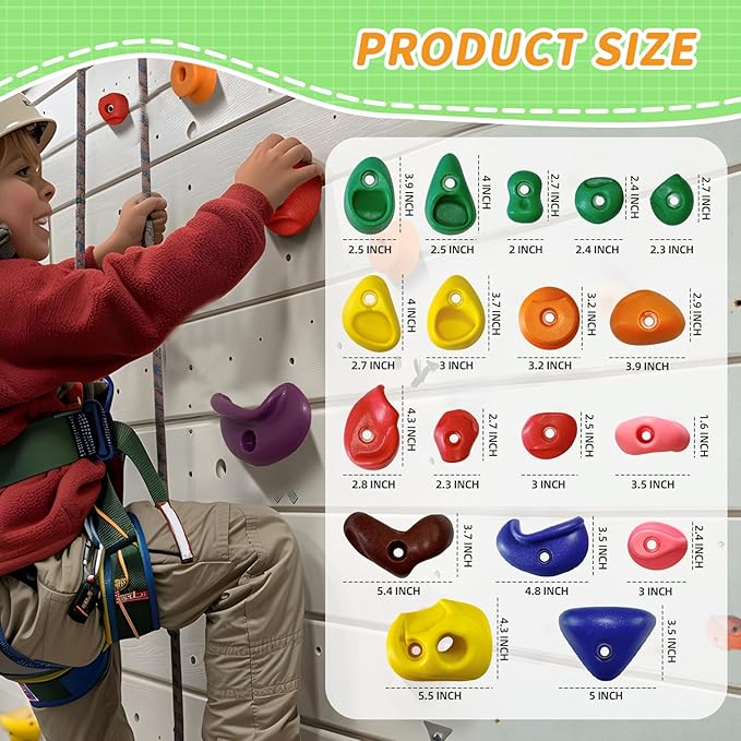 32 PCS Rock Climbing Holds for Kids,Rock Climbing Wall Grips Climbing Rocks Wall Kit for Indoor and Outdoor Playground Play Set with Hardware （Style A）