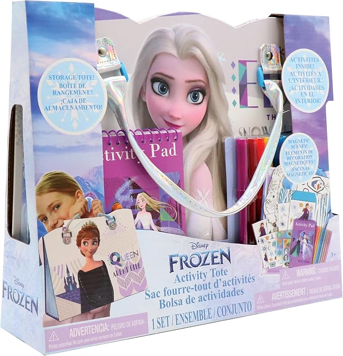 Disney Frozen Activity Tote – Ultimate Princess Adventure Bag with Coloring Books, Stickers, Crayons & Games – Travel-Friendly Art Set for Girls Ages 3+ – Great Gift for Creative Play