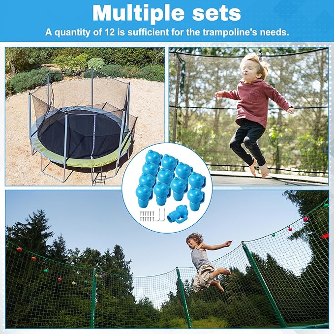 Geelin 12 Pcs Trampoline Pole Caps Replacement 1.26 Incn, Enclosure Trampoline Pole End Caps for Net Hook Safety Accessories