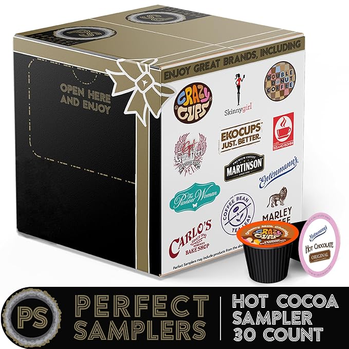 Perfect Samplers Hot Chocolate Single Serve Cups For Keurig K cup Brewers, Variety Pack Sampler, Cocoa, 30 Count (Pack of 2)