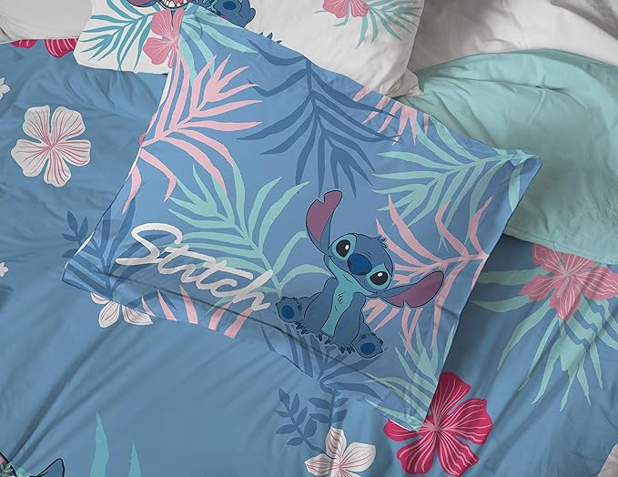 Jay Franco Disney Lilo & Stitch Paradise Dream 7 Piece Full Bed Set - Includes Reversible Comforter & Sheet Set Bedding - Super Soft Fade Resistant Microfiber (Official Disney Product)