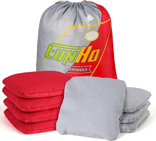 EunHo Regulation Cornhole Bags Set of 8 - Dual Sided Slick and Stick Cornhole Bean Bags for Tossing Game Professional All Weather Pro Corn Hole Bags with Tote Bag