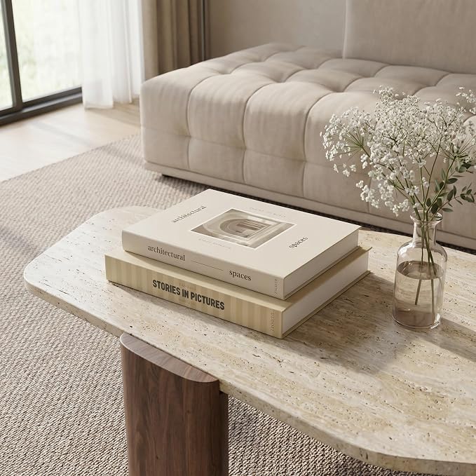 Beautiful Decorative Books - Set of 2 Boxes Enhance Your Coffee Table, Bookshelf or Mantel Decor - Aesthetic Fake/Faux Books for Modern Home Decoration, Photo Storage and as a Keepsake Box