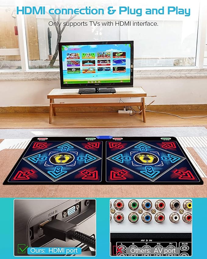 WuZhuangYuan Music Dance Mat for Kids & Adults,Ideal for Fitness Dance Games,64GB Memory Card,899 Games,75 Music Videos,650 Songs.for TV use,Made of Premium Flannel,a Luxurious Gift for Children