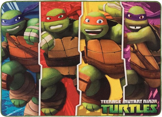 Gertmenian Teenage Mutant Ninja Turtles Area Rug - 3x5 Small, Non-Slip, Ideal for Children in Bedroom, Game Room, Classroom, Nursery or Play Area - TMNT, Multi-Color, 31051