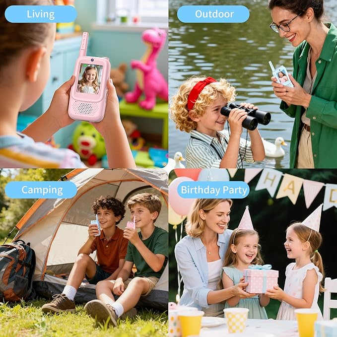 Kids Video Walkie Talkies, 2-Way HD Camera, Voice Changer, Parent-Child Mode, Rechargeable Long Range Walkie Talkie for Kids Ages 3-12, Gifts for Boys Girls for Indoor Outdoor, Camping, Birthday