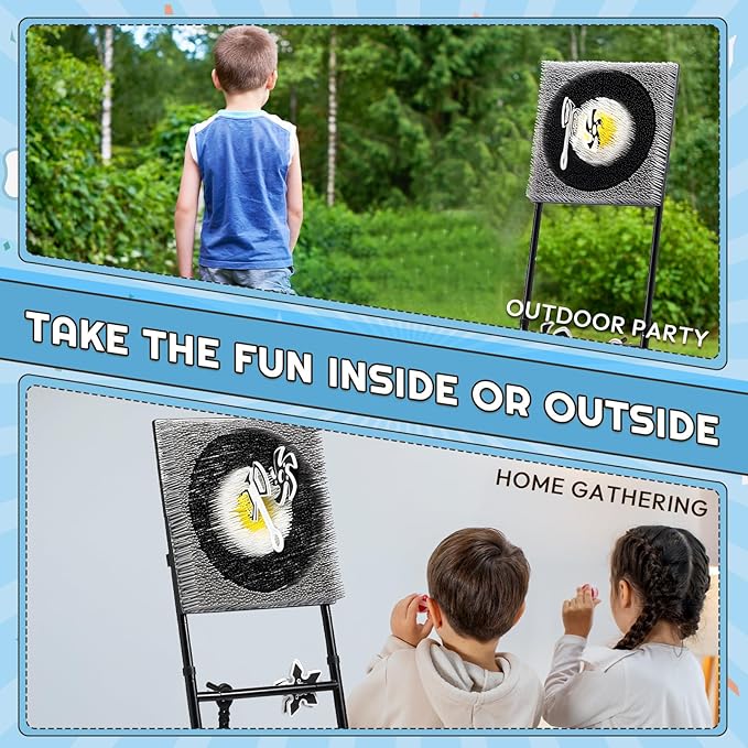 A11N SPORTS Axe Throwing Game with Steel Frame and Bristle Target, Safe Indoor Outdoor Target Game Set, Adjustable Height Yard Game with Axes & Stars for Backyard, Lawn, or Party Play