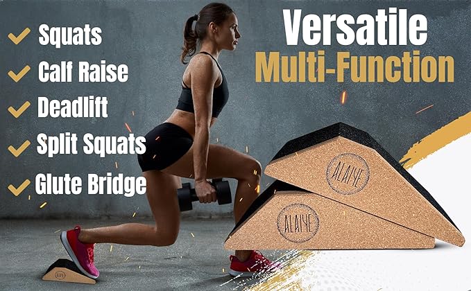 Squat Wedge Blocks (Set of 2) – Non-Slip Slant Boards for Lower Body Workouts Ankle and Calf Stretching - Yoga Blocks, Designed to Elevate Heels and Squat Support - Includes Carry Bag