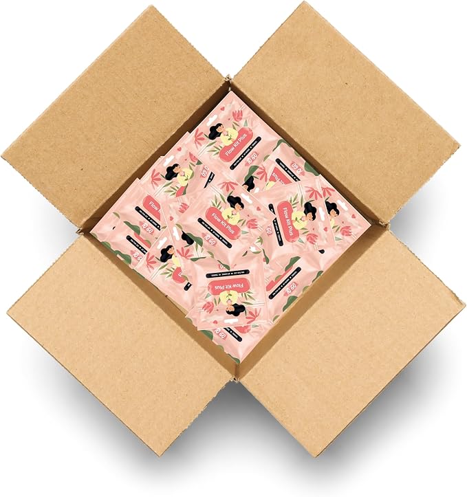 Flow Kit Plus | Bulk Period Kit with Disposable Underwear, Maxi Pads, Pantiliners and Feminine Wipe for Schools