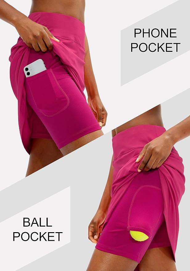 Women's 20" Knee Length Skorts Skirts UPF50+ Athletic Tennis Golf Skirt for Women Casual Summer Skirts