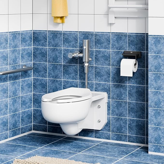 18.5 Inch Elongated Open-Front Toilet Seat, Commercial Heavy Duty Public Toilet Lid Without Cover, Never Loosen Design for Office, Church, Hospital Use (White)