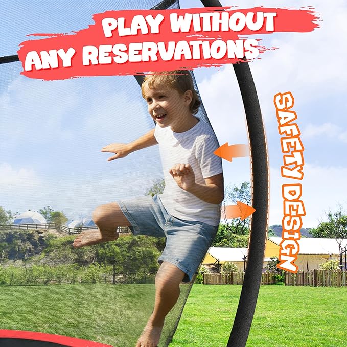 JELENS Trampoline 8FT 10FT 12FT 14FT 15FT 16FT, Recreational Trampolines with Enclosure Net, Outdoor Anti-Rust Trampolines for Kids and Adults, ASTM Approved
