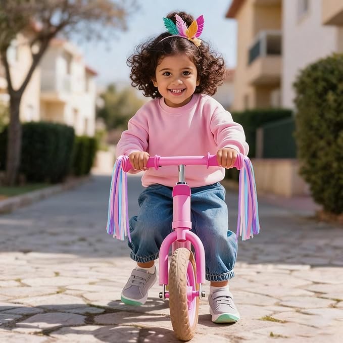 PLATT Kid's Bicycle Handlebar Streamers Colorful Ribbons Tassel for Girls Boys Bicycle Handlebar Scooter Handgrip (Dreamy Pastel1Pair)