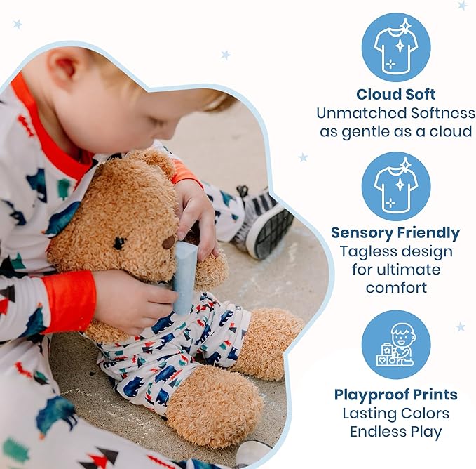 Zip N' Bear Soft Plush Teddy Bear Stuffed Animal with Cozy Cubs Pajamas - Zippy The Bear Cute Cuddly Plush Toy, Perfect Sensory Teddy for Kids, Toddlers - Adorable Gift & Bedtime Companion