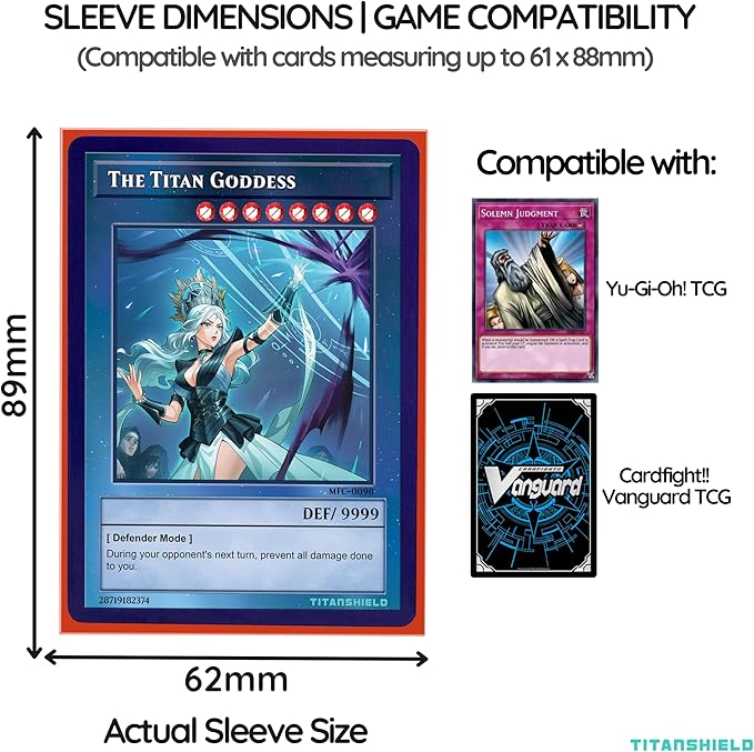 TitanShield (150 Sleeve/Red) Small Japanese Sized Trading Card Sleeves Deck Protector for Yu-Gi-Oh, Cardfight!! Vanguard & More