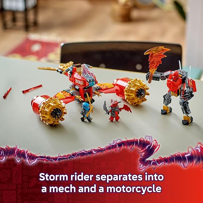 LEGO NINJAGO Kai's Mech Storm Rider Action Figure - Pretend Play Building Toy for Boys and Girls, Ages 7+ - Ninja Toy for Kids with 3 Minifigures - Gift Idea for Birthdays - 71830