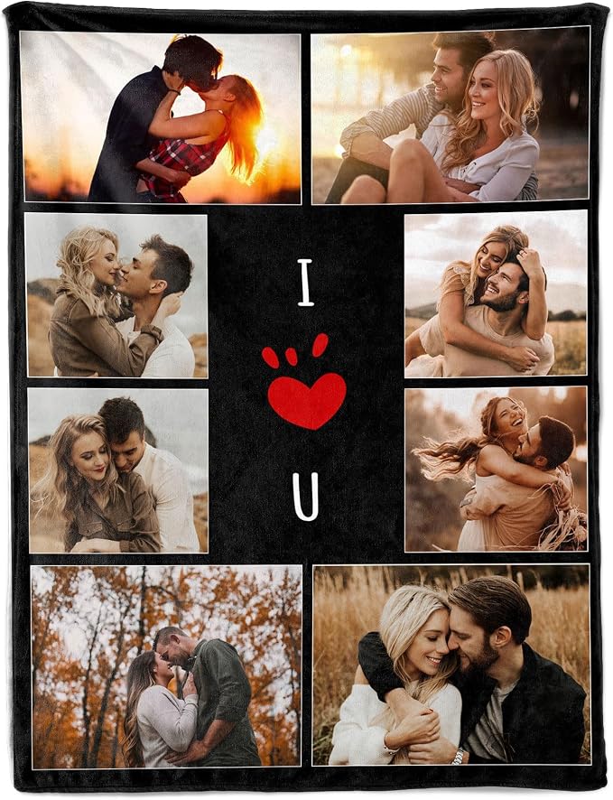 Funny DIY Custom Blanket Customize Photos Blanket Personalized Blankets with Picture Text Customized Christmas Valentines Day Birthday Gifts for Couple Boyfriend Girlfriend Him Her Men Women Dad Mom