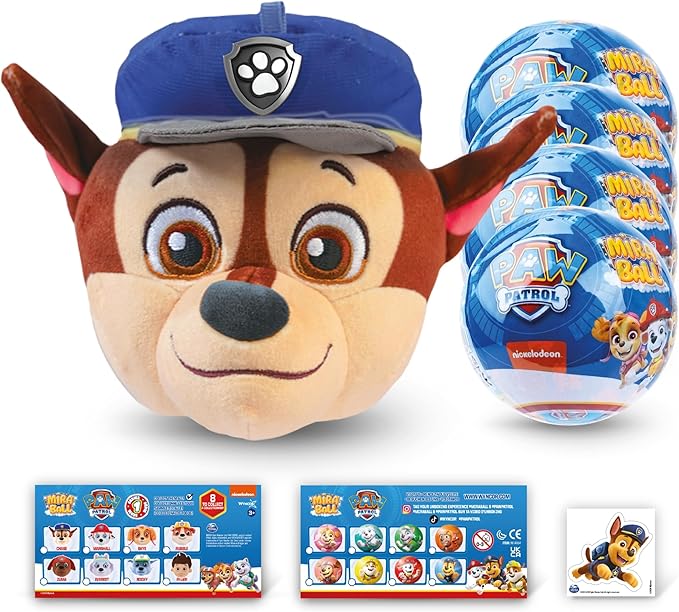MiraBall PAW Patrol Plush, Blind Box Surprise Plushies - Mighty Pups Toy, Cute Stuffed Animal - Great for Gifts & Party Favors, Aged 3+ (4-Pack)