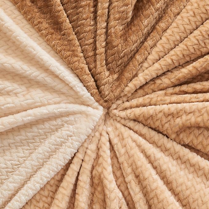 NEWCOSPLAY Fleece Leaves Pattern Throw Blanket, Ombre Brown, 50"x60" | Super Soft Throw Blanket, Lightweight Cozy Bed Sofa Blanket, Premium Silky Flannel Fleece, Travel Blanket for All Season Use