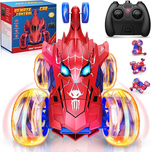 Remote Control Car RC Cars Toys for Boys Ages 4-12,Cool Rechargeable Stunt RC Car with 360 Flips 4WD Wheel Lights,Fun Outdoor Toys for Kids Birthday Gifts Chritmas 4 5 6 7 8 9 10 11 12 Year Old