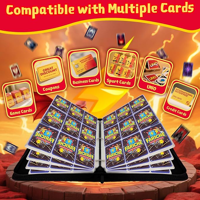 Trading Card Binder for TCG Cards, 9-Pocket Portable Card Collector Ablum Holder Book Fits 900 Cards with 50 Removable Sleeve, High Capacity Waterproof Card Binder Display Storage Carrying Cases