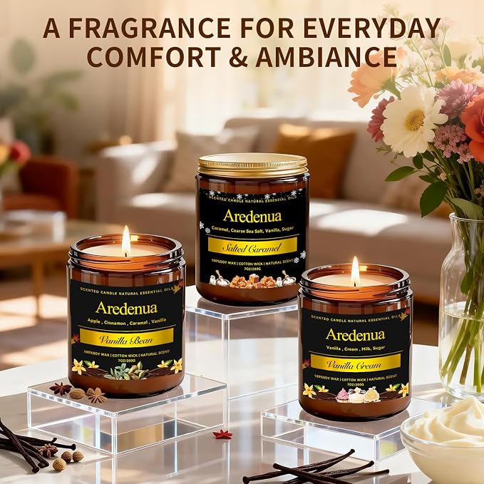 Vanilla Cream Odor Eliminating Candle - Soy Candles for Home Scented - Removing Pet, Kitchen & Bathroom Odors, Fresh Air Scented Candle with Sweet Vanilla Aroma, 50 Hours Long Lasting Burn time