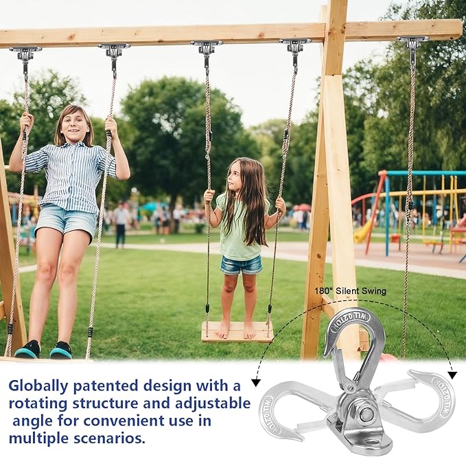 Heavy Duty Swing Hanger Stainless Steel 304 Antirust,800 lb Capacity 180° Silent Swing, Playground Porch Swing Set Indoor Outdoor