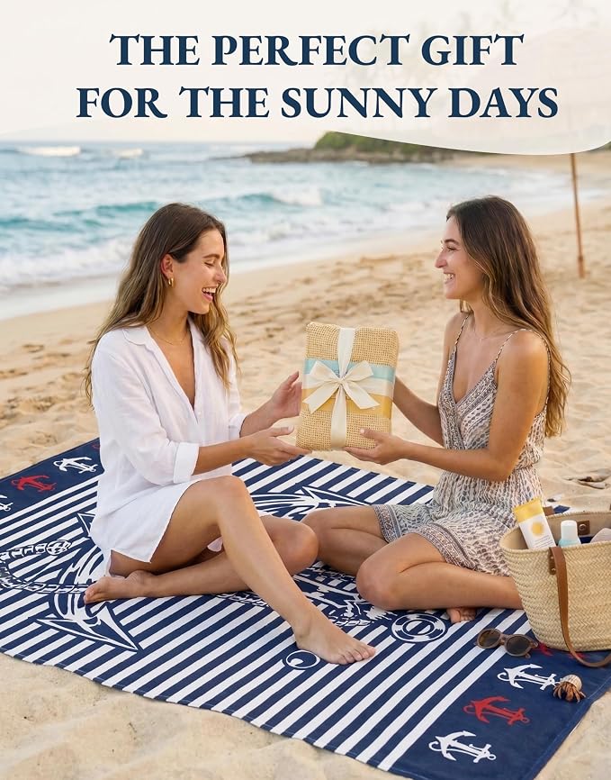 LANE LINEN Turkish Beach Towels for Women, Set of 6 - Large 39"x71", Pre-Washed, No-Shrink, Sand-Free, Quick Dry, Lightweight, Soft Beach Bath Towels - Coastal Mix