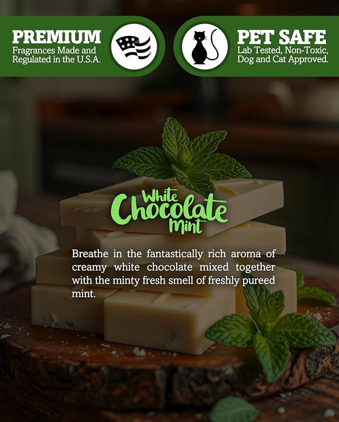 Shortie's Candle Company White Chocolate Mint Premium Wax Melts 4 Pack - 12 Oz., Strong & Long Lasting, Non-Toxic - Made with Essential & Natural Oils - Formula 117