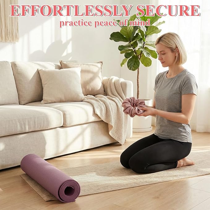 ElevateTech Yoga Mat Scrunchie Yoga Strap for Carrying Mat Durable & Elasticity Fabric MatHolder Fits All Standard YogaMats 2PCS (Mat Not Included)