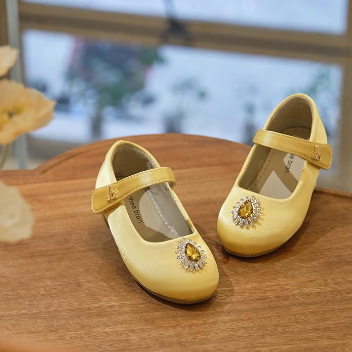 THEE BRON Mary Jane Ballet Flats - Girls' Dress Shoes with Hook & Loop Closure