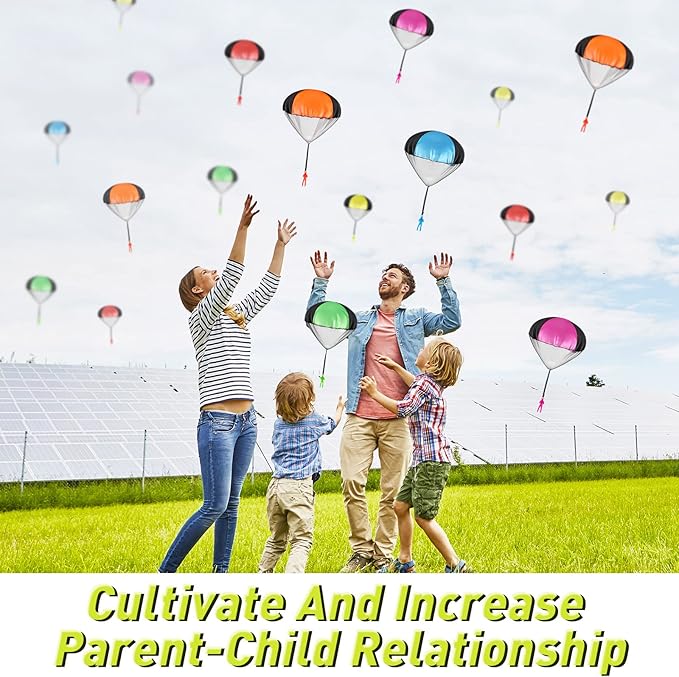 Vinsot 36 Pieces Army Parachute Toy Parachute Flying Toys Action Figures Toy Hand Throwing Army Men Toy Figures No Battery Throwing Toys for Present Teens Boys Outdoor Games (Solid Color Style)