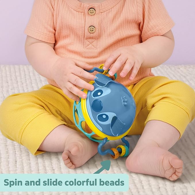 Disney Baby Stitch Oball Rattle by Bright Starts, Easy Grasp Baby Toy with Jingle Ball, Sensory Rattle for Newborn Infant 0-6 Months, Baby Toys 3-6 Months