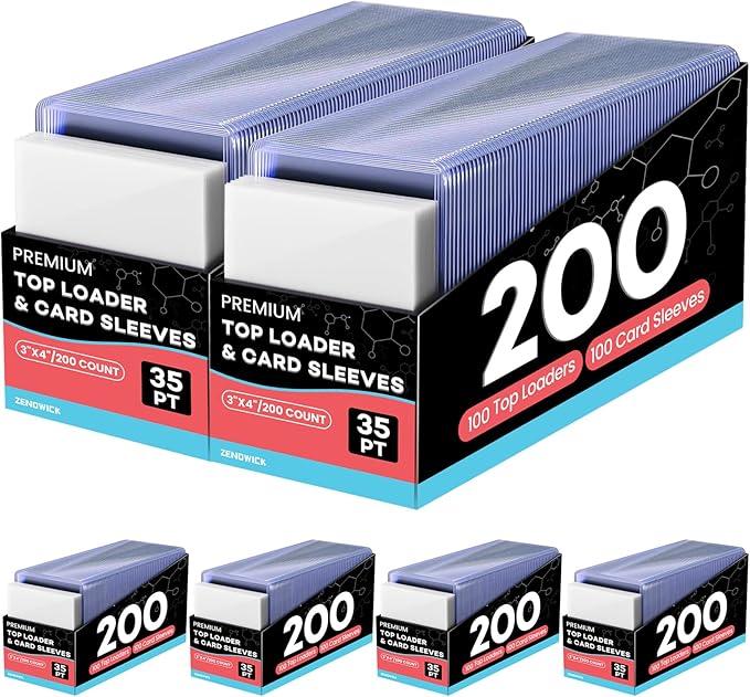 1200 Card Sleeves Top Loaders for Cards, 3" x 4" Hard Plastic Toploaders, Baseball Card Protectors, Trading Card Holder for Football Sports Cards (600 Toploaders + 600 Penny Sleeves)