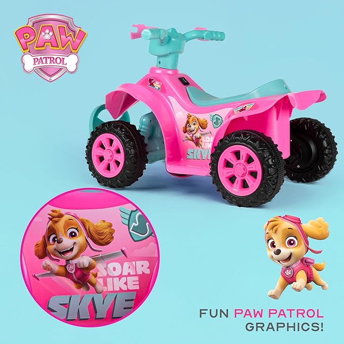 Paw Patrol - Skye 6V Quad for Kids - Powerful and Safe Ride-On Toy with Rechargeable Battery - Forward and Reverse Driving - Max Weight Capacity of 55 LBS - Ages 2-3 Years