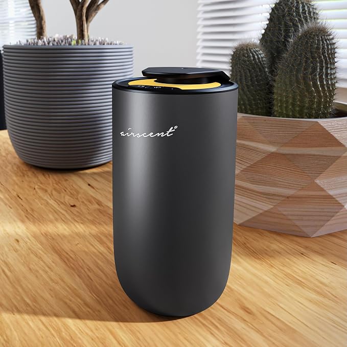 The AirScent Mini Waterless Diffuser - Black Finish - 15 mL Capacity | Night Light Feature - Aromatherapy Diffuser For Aesthetic Scenting For Homes Offices Spas & Hotels