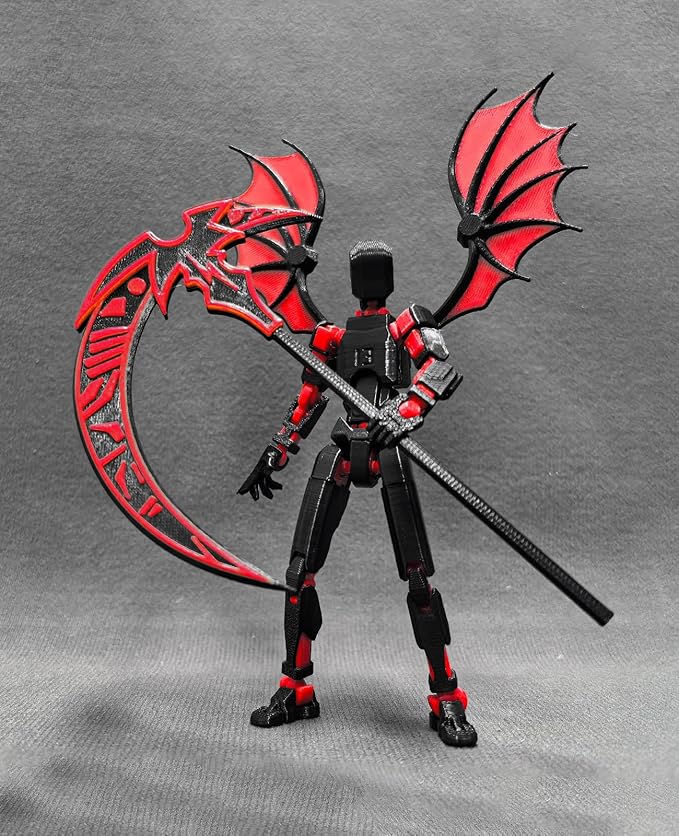 T13 Action Figure(Assembly Completed),Titan 13 Robot Action Figures,3D Printed Dummy 13 Action Figure Articulated, Lucky 13 Gift for Collectors Desktop Decorations,muñeco de acción(Black Red)