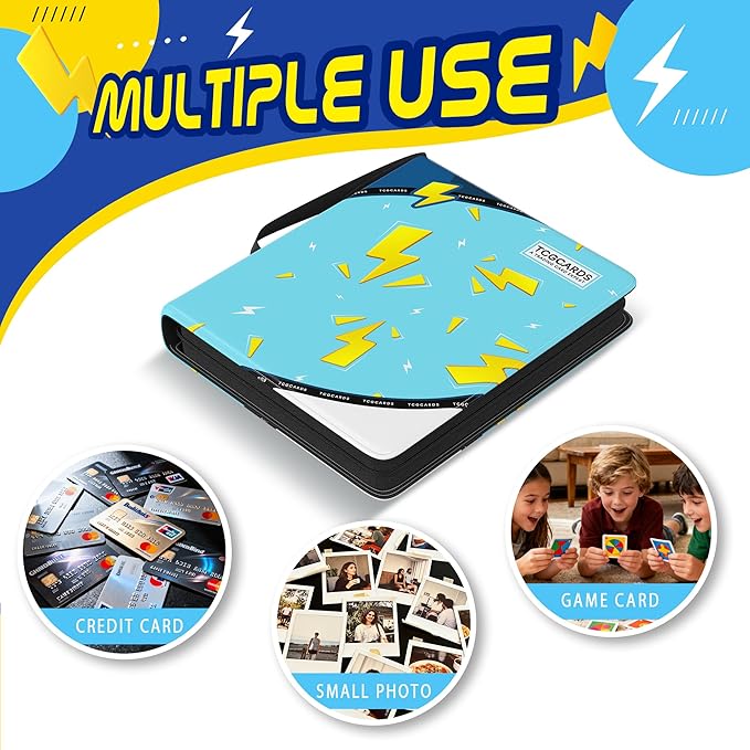 Trading Card Binder 9 Pocket,900 Pocket Card Collection Binder with 50 Removable Sleeves,PU Waterproof Top Card Book,3-Ring Zipper Collectible Trading Card Album for MTG/TCG/Card Holder Gift(Blue)