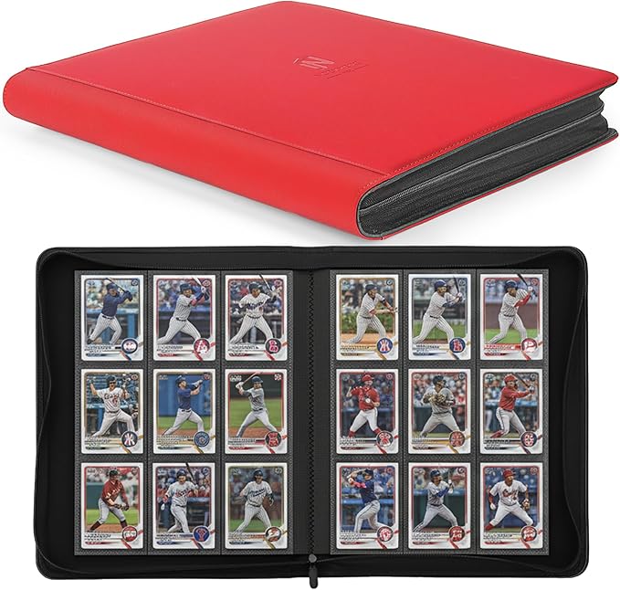 Trading Card Binder, Premium 9 Pocket 540 Double Sided Pocket Collection Binder, Card Album for TCG Card Holder for Game Card, Sports Card, Yugioh, MTG etc(Red)