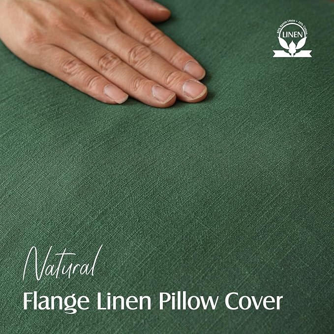 Foindtower Set of 2, Decorative Linen Solid Throw Pillow Covers Soft Accent Euro Cushion Case Farmhouse Neutral Pillowcase for Chair Couch Sofa Bedroom Living Room Home Decor 16 x 16 Inch Pine Green