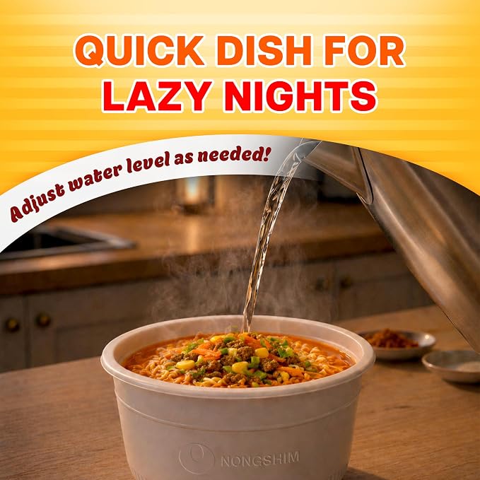 Nongshim Spicy Chicken Noodle Soup Bowl Soup Mix, 6 Pack, Korean-Style Ramen Noodle Instant Soup, Microwaveable