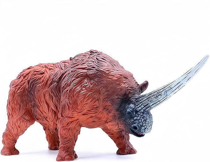 Gemini&Genius Ancient Rhino Action Figure Toy, Rhinoceros Toy Figurine Wild Animal Toy, Elasmotherium Animal Toy for Kids (Woolly Rhinoceros)