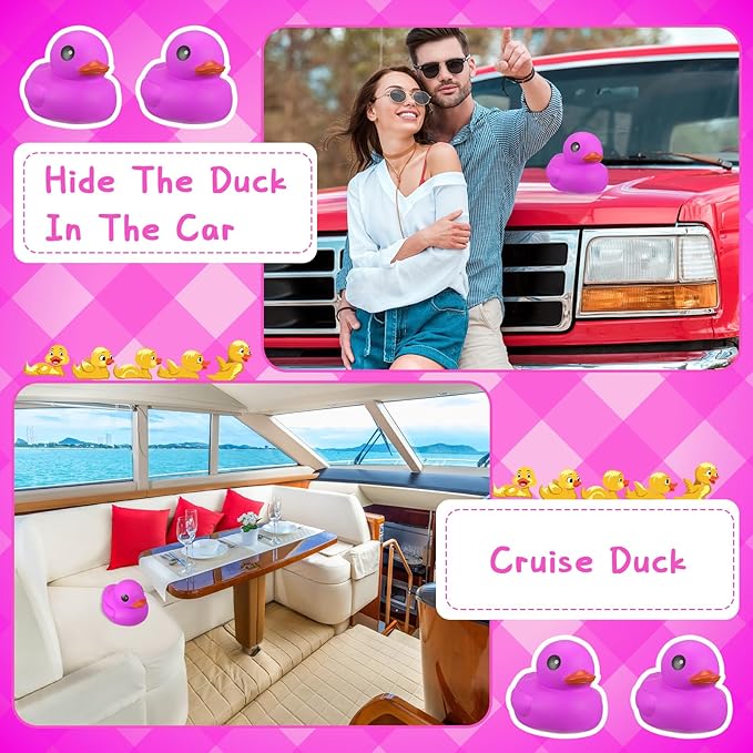 Honoson 6.89 Inch Giant Rubber Duck Big Rubber Duck Large Duckling Bath Toy with Squeaky Sound for Summer Baby Shower Birthday Party Favor Gift(Purple)