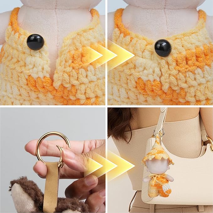 17cm Doll Clothes - Handmade Dreamy Elf Style Set, Premium Dolls Outfit with Accessories - Bright Yellow One-Piece Trousers + Gradient Color Hat + Matching Bag (NO Doll)