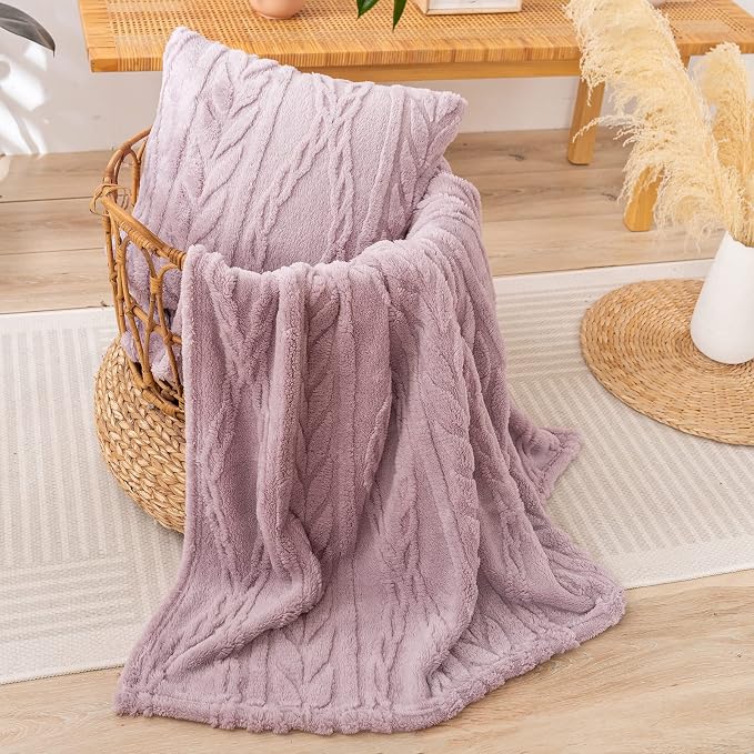 YUSOKI Sherpa Fleece Large Throw Blanket, Rose Pink, 50"x65" | 3D Stylish Design,320GSM, Non-Shedding, Lightweight for All Season Use, stays fluffy after repeated washes, Perfect Gifts