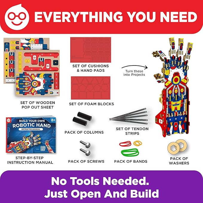 Doctor Jupiter Robotic Hand STEM Kit for Kids Ages 8+ | Birthday Gift Ideas for Boys & Girls | Cyborg Hand, Engineering Kit Toy for 8, 9, 10, 11, 12, 13, 14 Years Olds